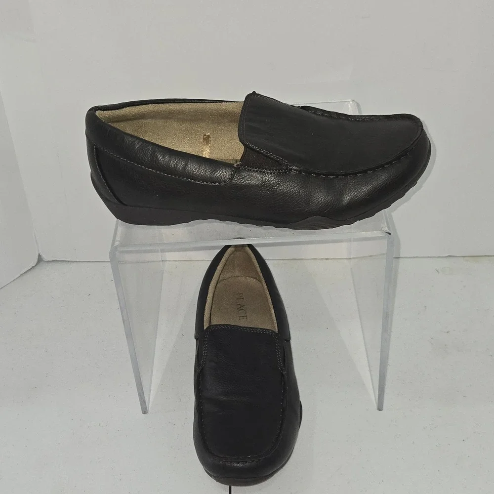 The Childrens Place Boys Brown Faux Leather Loafers Slip On Dress Shoes Size 6